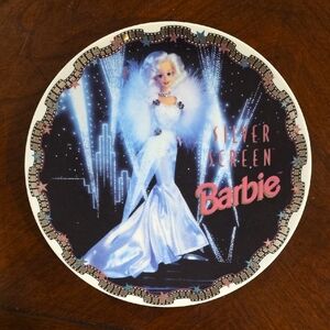 (J17) Barbie Silver Screen Collector Plate with White and Silver